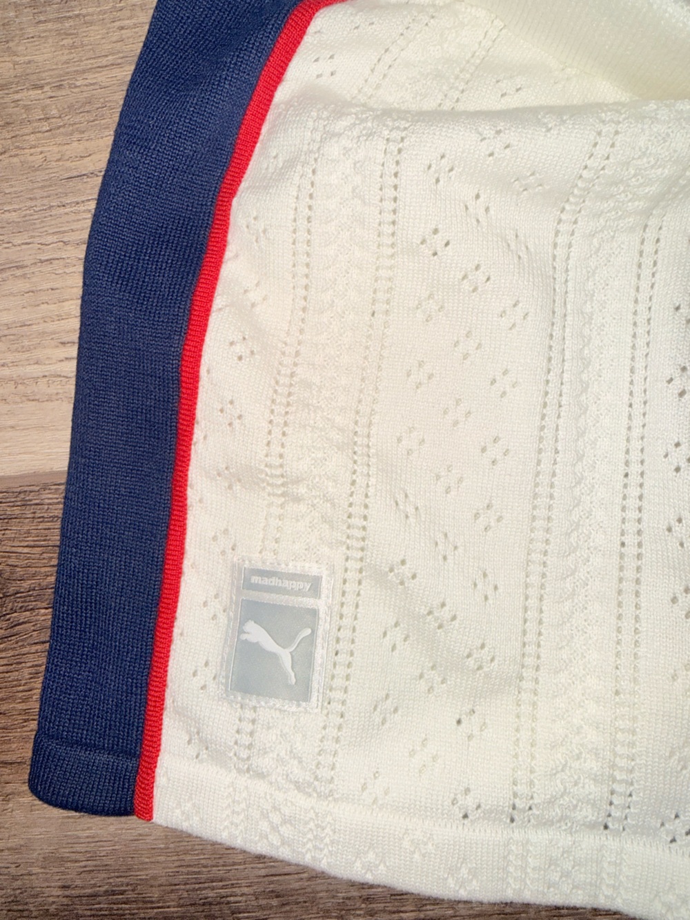 Madhappy x Puma White Knit Top with Navy and Red Accents - Picture 4 of 6